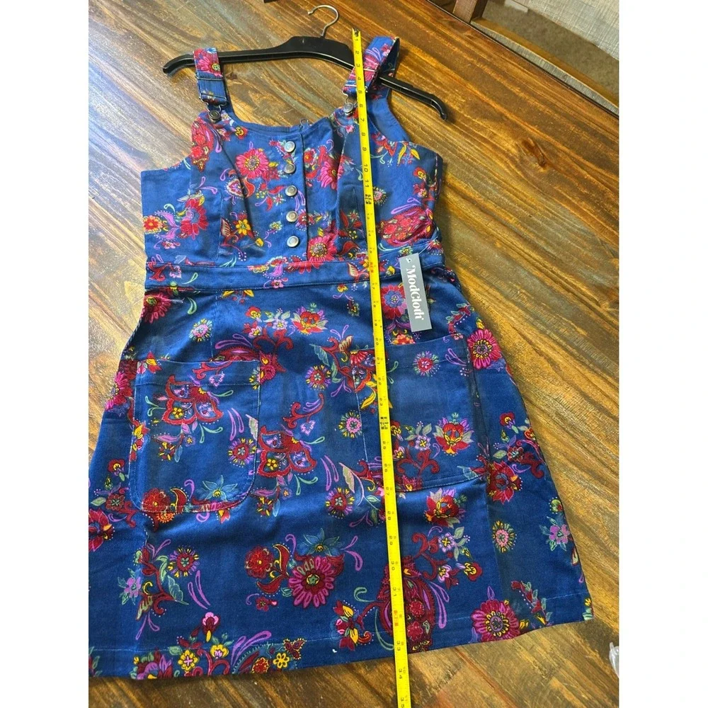 ModCloth Dress Padma Paisley Navy Corduroy‎ Pinafore Medium Jumper NWT